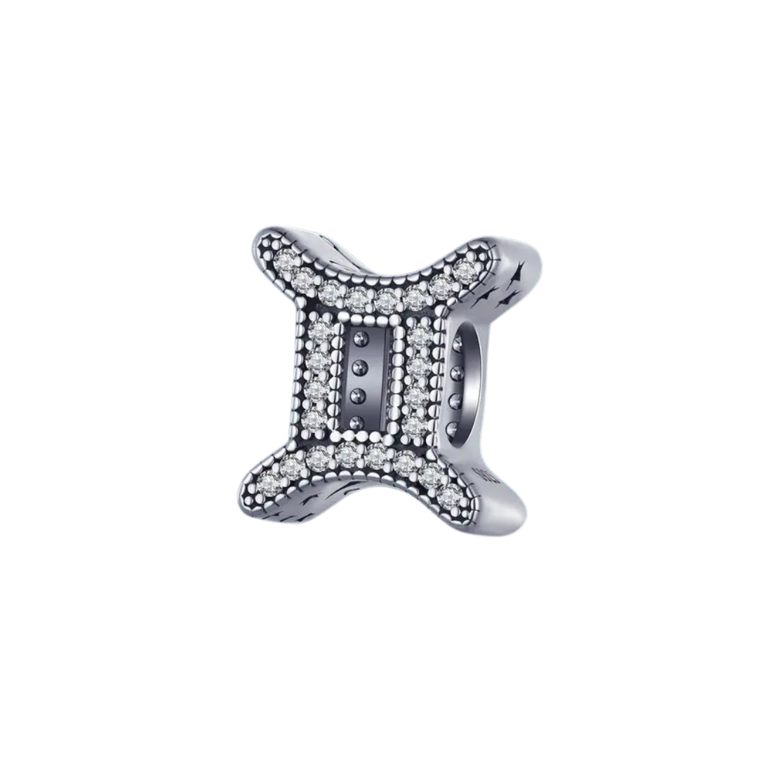 Berloque Separador Signos Cravejado em Micro Zircônias Naturais - Prata 925