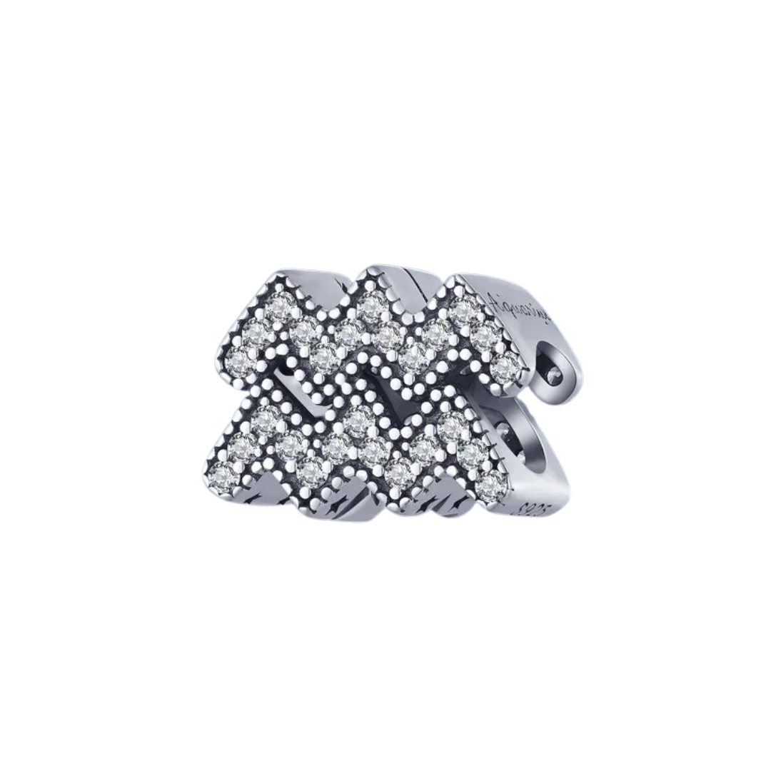 Berloque Separador Signos Cravejado em Micro Zircônias Naturais - Prata 925