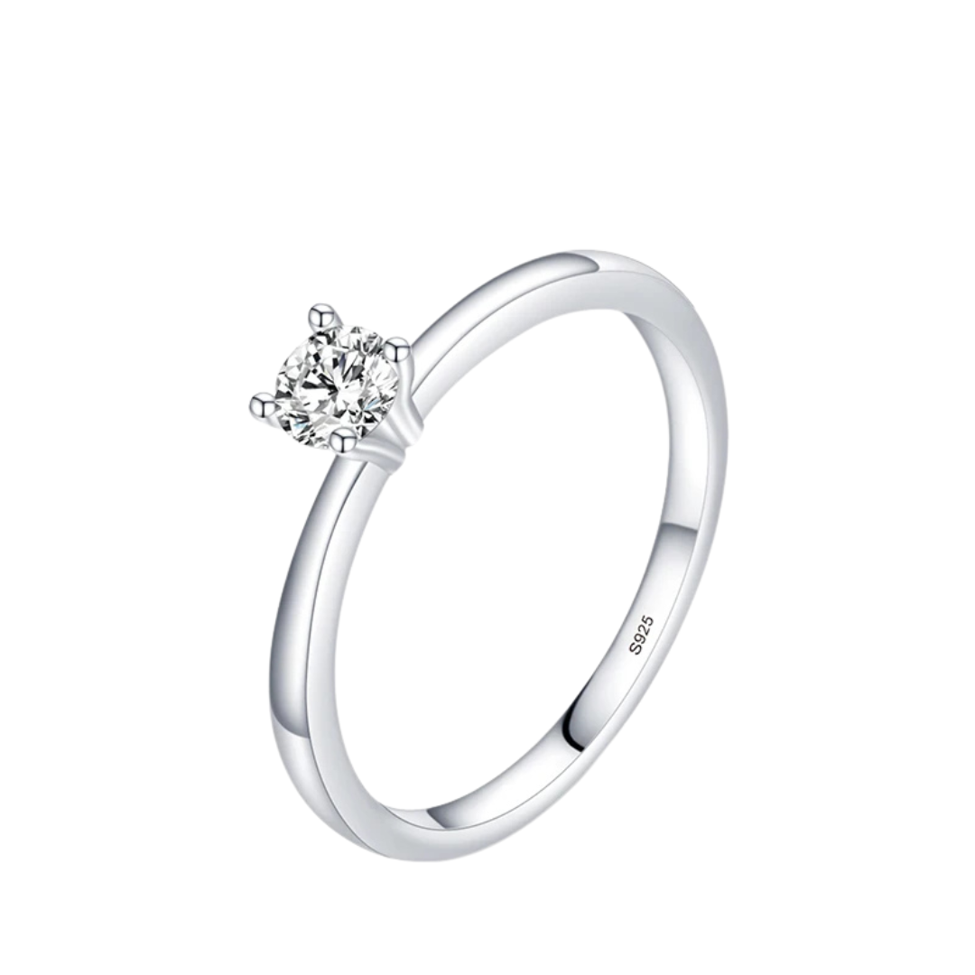 Anel Solitário Zircônia Brilhante - Prata 925
