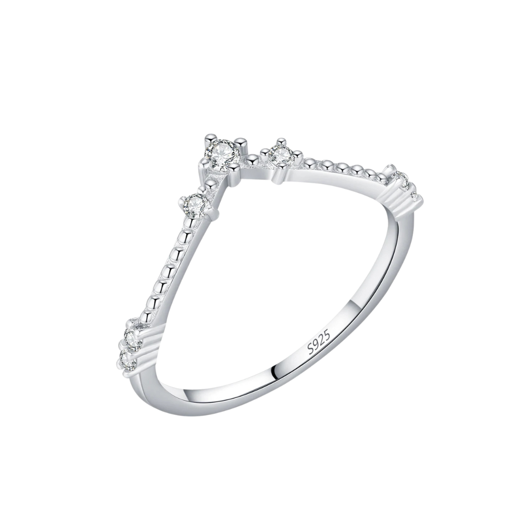 Anel Moissanite Aparador Princesa V - Prata 925