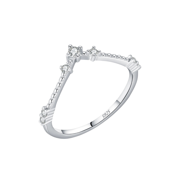 Anel Moissanite Aparador Princesa V - Prata 925