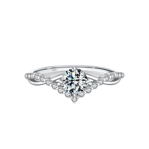 Anel Moissanite Coroa V Brilho Eterno - Prata 925