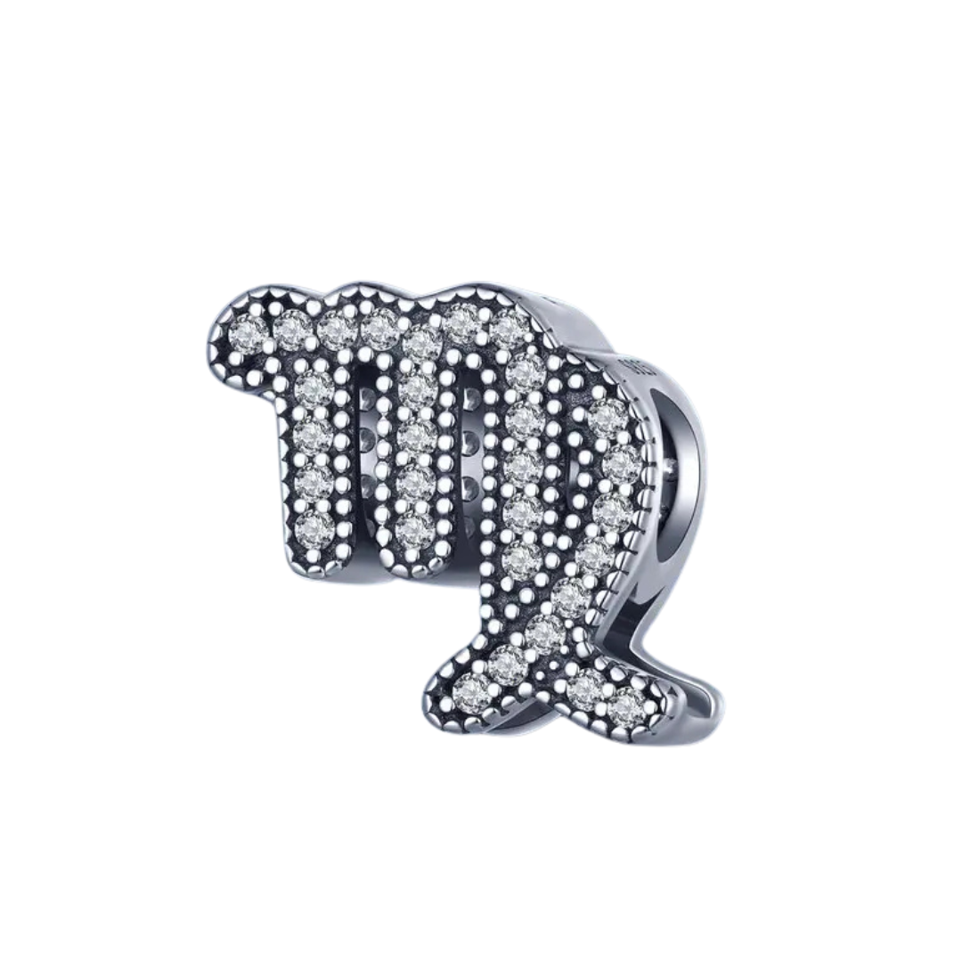 Berloque Separador Signos Cravejado em Micro Zircônias Naturais - Prata 925