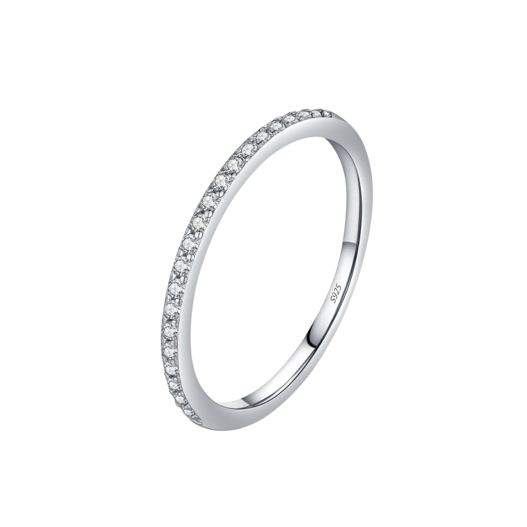 Anel Aparador Zircônias Naturais Prata 925