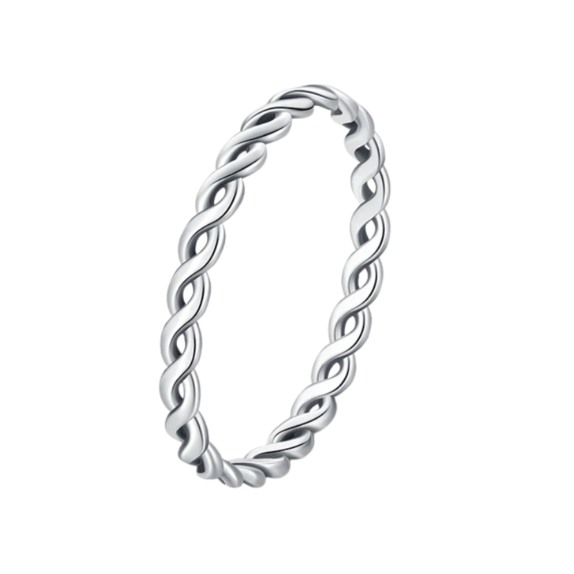 Anel Textura Torcida em Prata 925