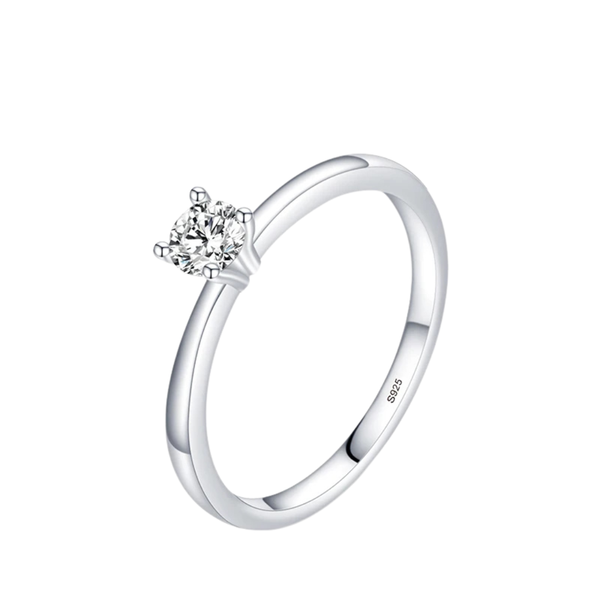 Anel Solitário Zircônia Brilhante - Prata 925