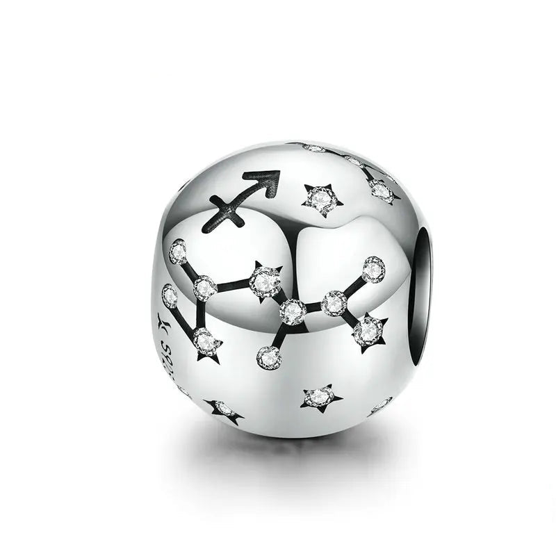 Berloque Separador Signos Cravejado Zircônias - Prata 925