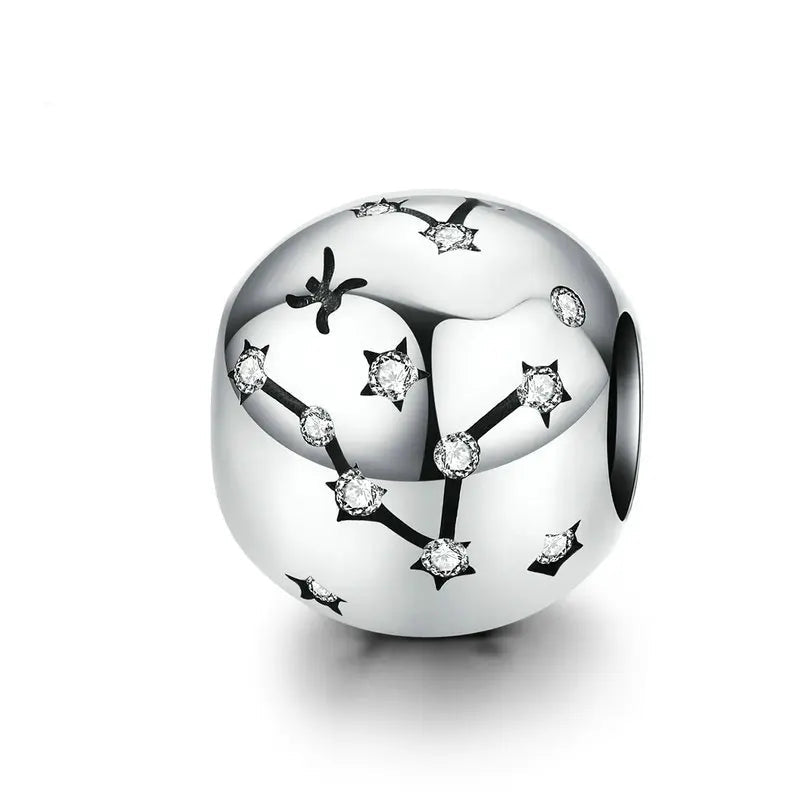 Berloque Separador Signos Cravejado Zircônias - Prata 925