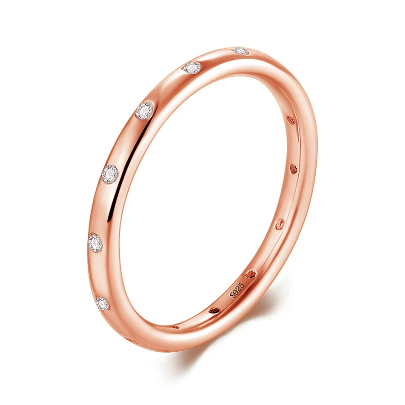 Anel Abaulado Cravejado Pontos de Luz - Prata 925