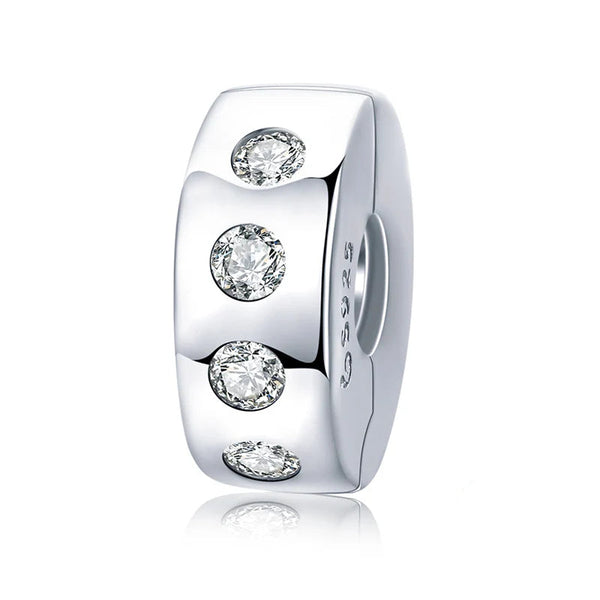 Clip de Segurança Cravejado Pontos de Luz - Prata 925