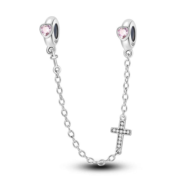 Corrente de Segurança Cruz Cravejada Zircônias em Prata 925