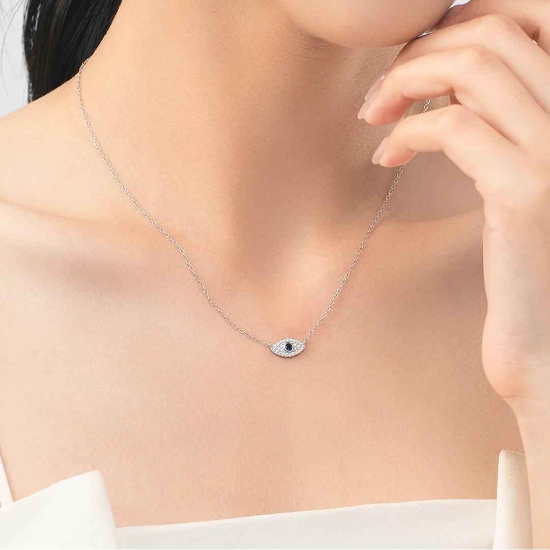 Conjunto Olho Grego Colar, Anel e Pulseira Cravejado - Prata 925