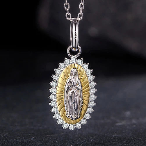 Berloque Pingente Medalha Religiosa Virgem Maria Folheada - Prata 925