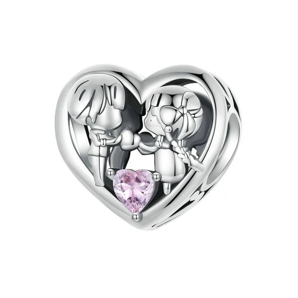 Berloque Separador Namorados Zircônia Rosa – Prata 925