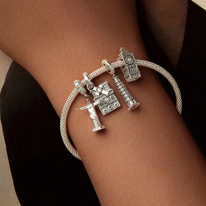 Berloque Pingente Torre de Pisa - Prata 925