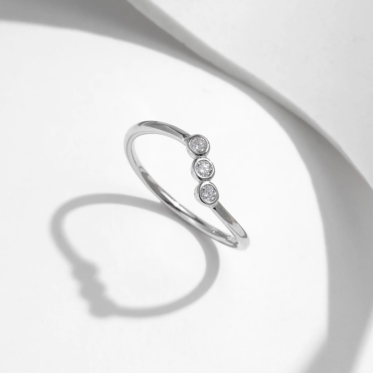 Anel Três Pontos de Luz Moissanite - Prata 925