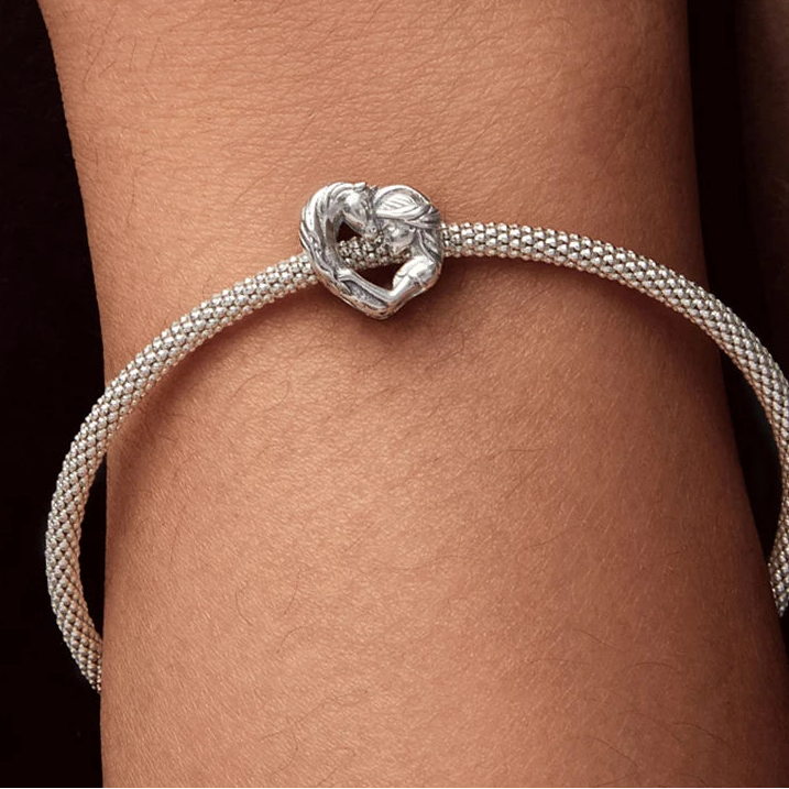 Berloque Separador Menina e Cavalo - Prata 925