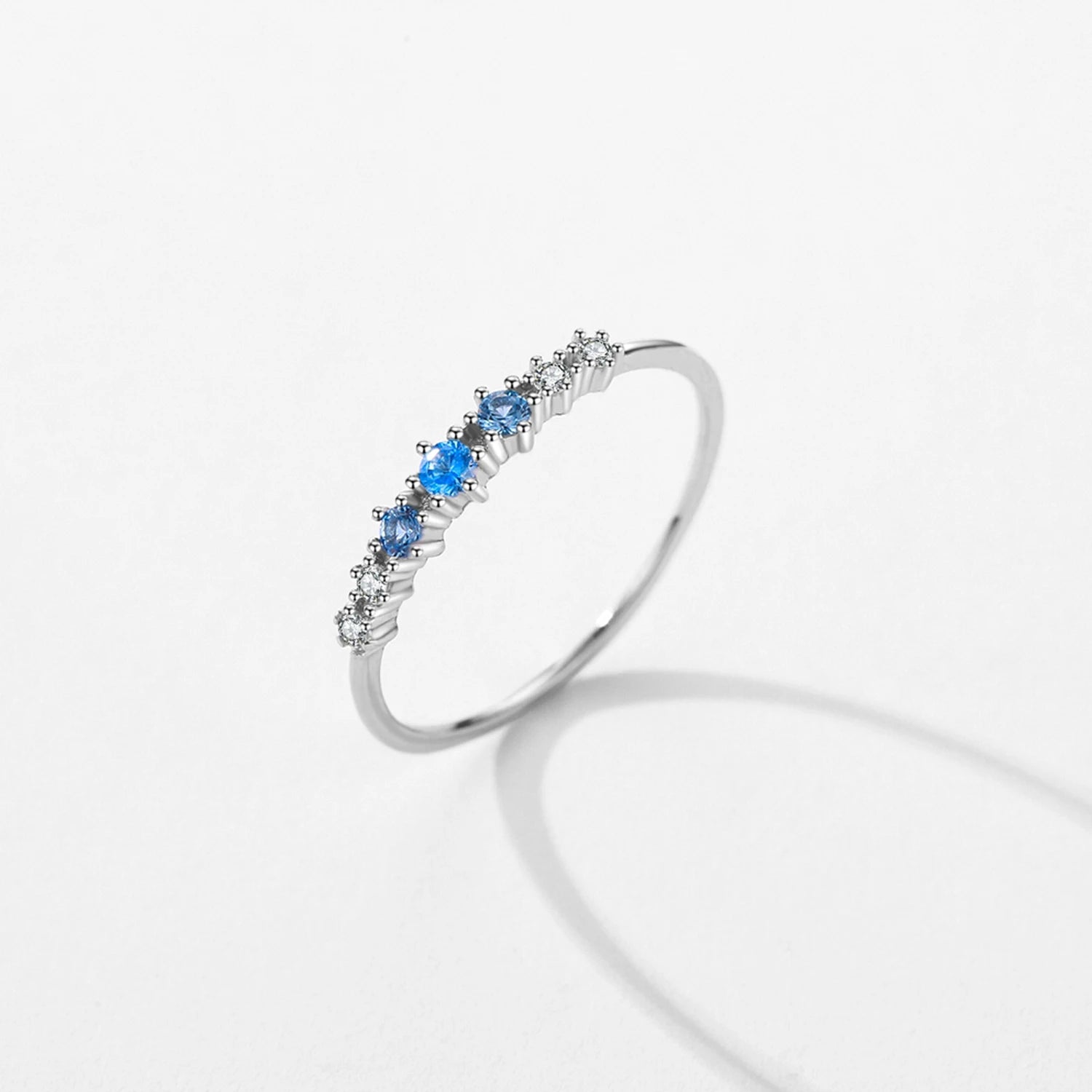 Conjunto Sereia Anel e Brinco Zircônias Azuis e Naturais - Prata 925